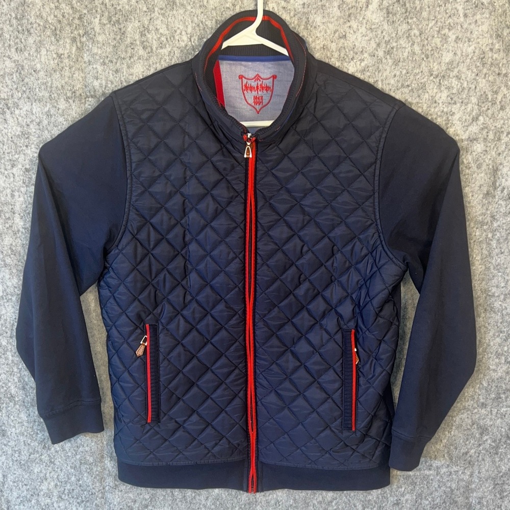 Hinton‎ & Hinton Men's Navy Blue Quilted Hybrid Full Zip Jacket Size Medium